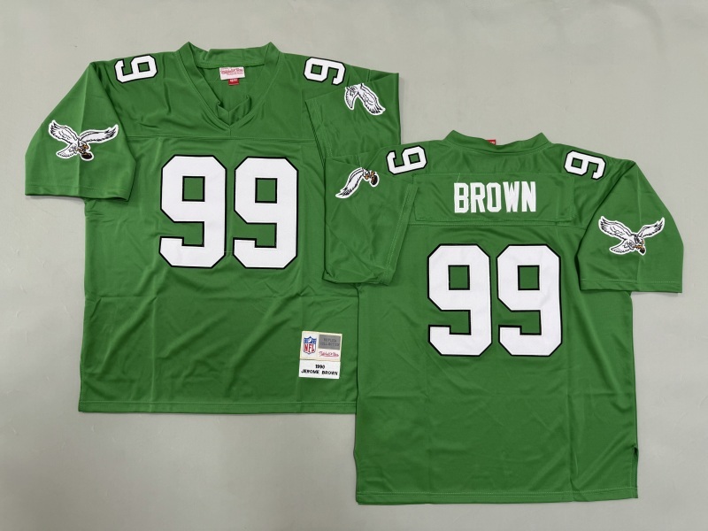 Men 2025 Philadelphia Eagles #99 Brown green Throwback Limited NFL Jersey style 002